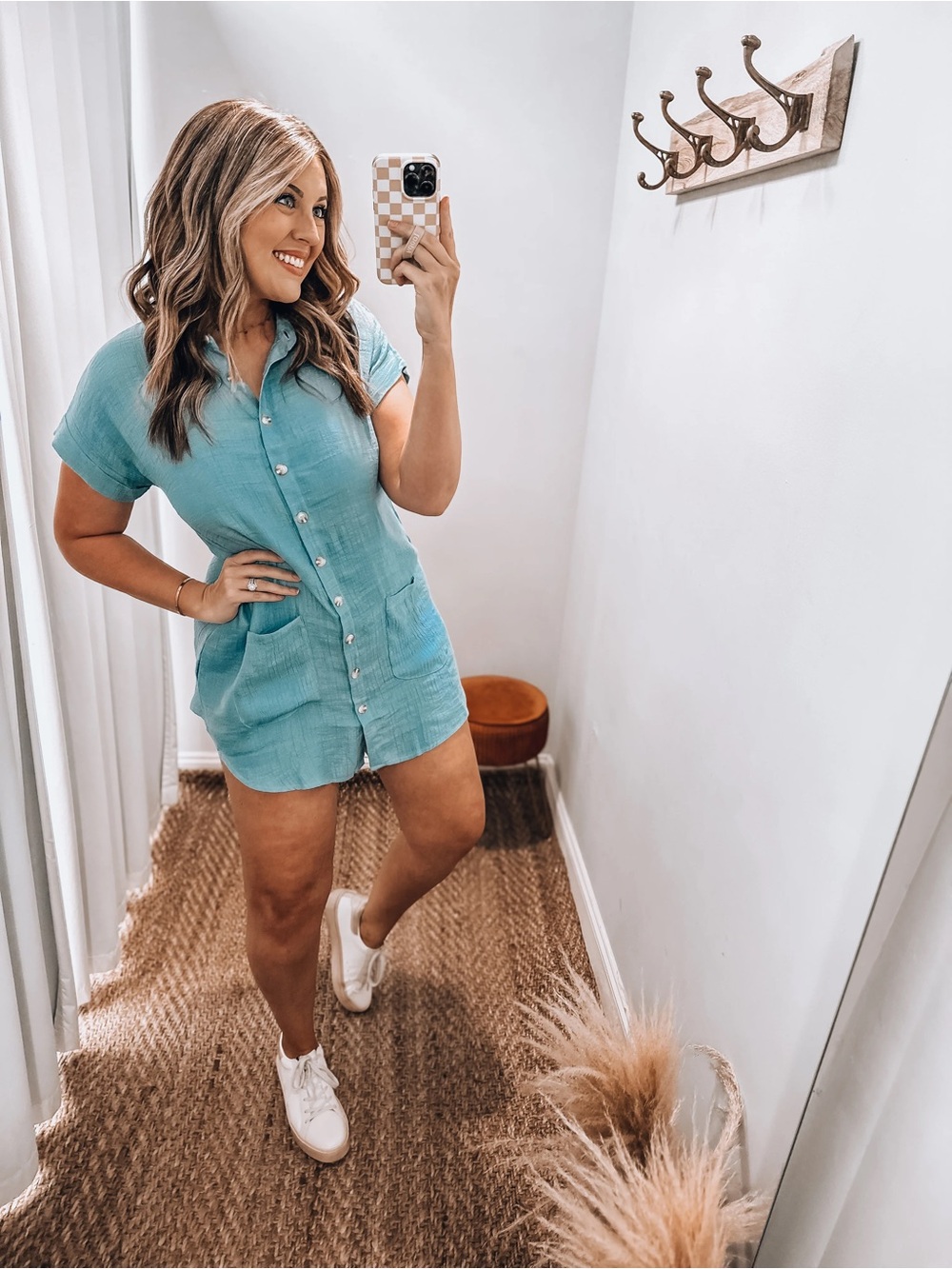 Blu Pepper Light Blue Crinkle Tunic Dress